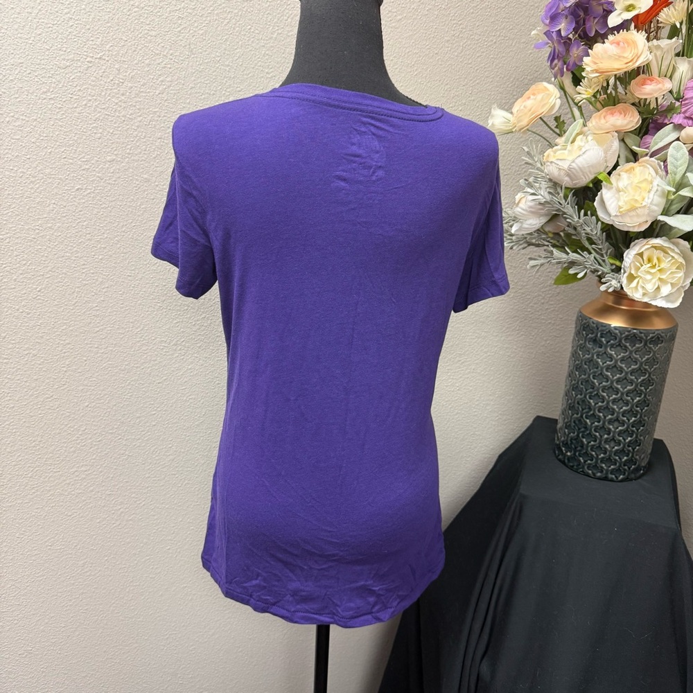 Nike Purple Logo Tee L | Slim Fit Activewear Shirt Casual Workout Top - Picture 2 of 7